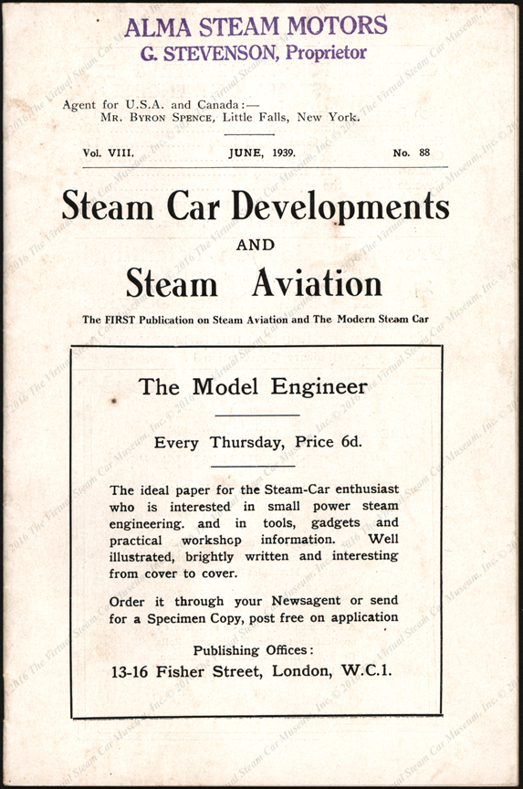 Steam Car Developments and Steam Aviation, June 1939, Vol. VIII, No. 88